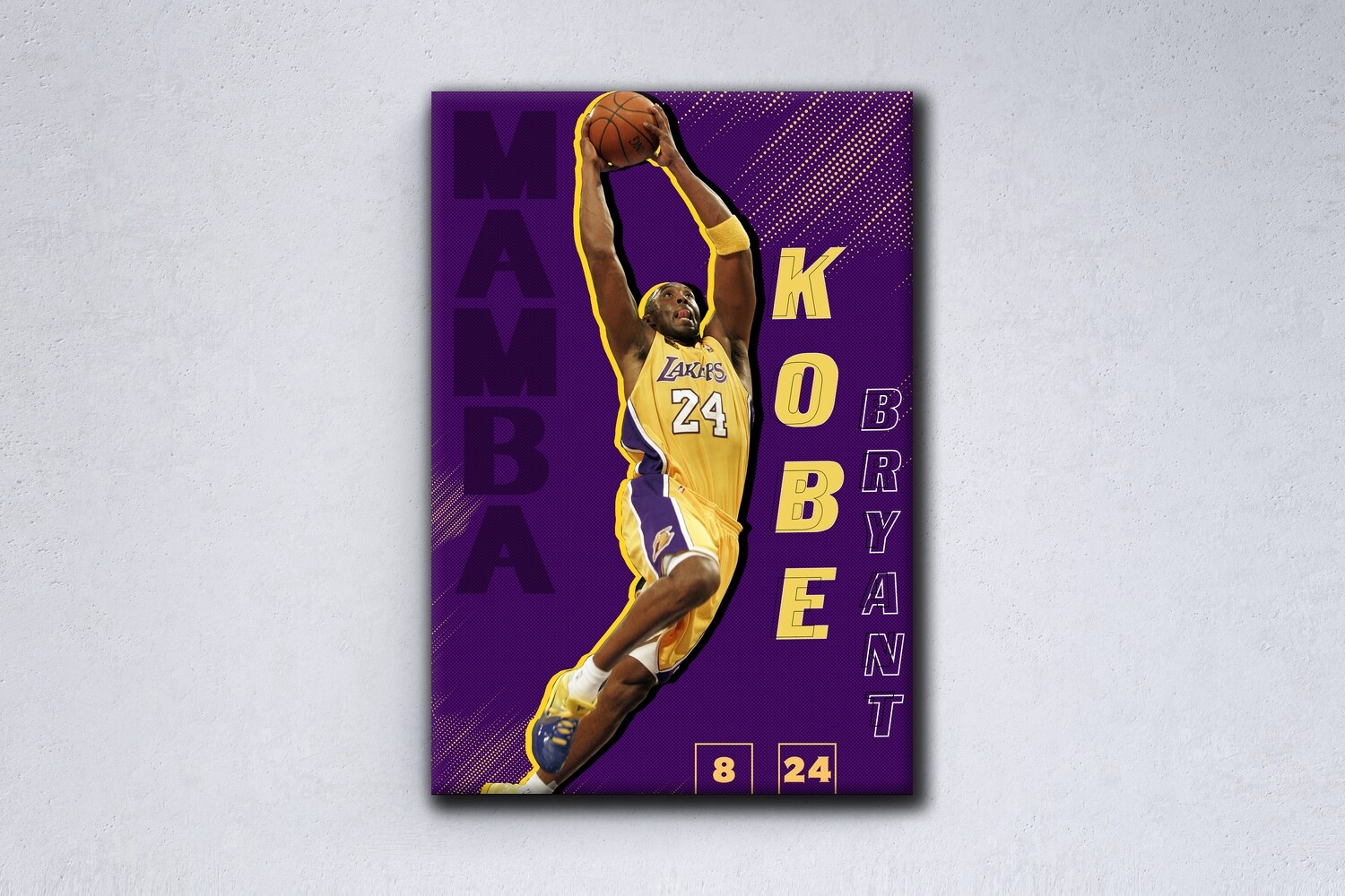 Kobe Bryant Painting -Sports Wallart - LA Lakers Kobe Bryant - Picture Printed on Frameless Acrylic Glass- Ready To Hang