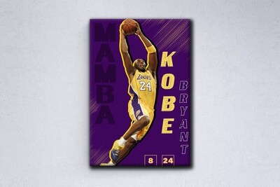 Kobe Bryant Painting -Sports Wallart - LA Lakers Kobe Bryant  - Picture Printed on Frameless Acrylic Glass- Ready To Hang