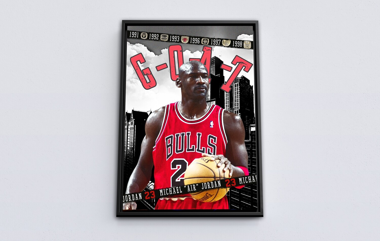 Michael Jordan Painting-Framed Sport Wallart -Chicago Bulls Michael Jordan Picture Printed on  Acrylic Glass -Framed and Ready To Hang