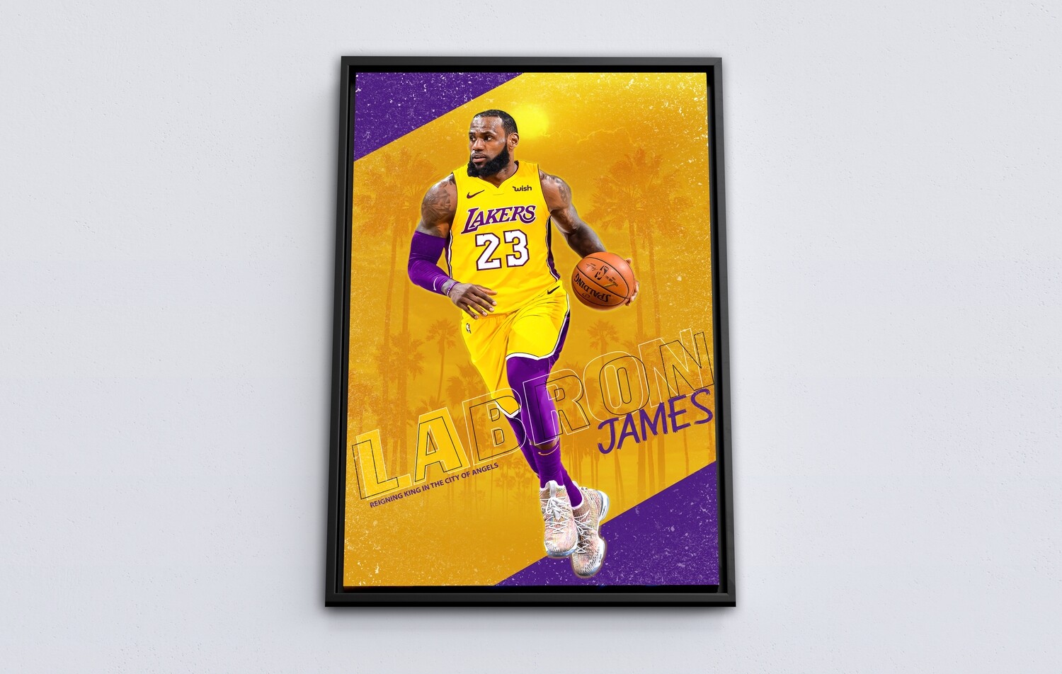 Lakers LeBron James Painting-Framed Sport Wallart - L.A lakers LeBron James Picture Printed on Acrylic Glass - Framed and Ready To Hang
