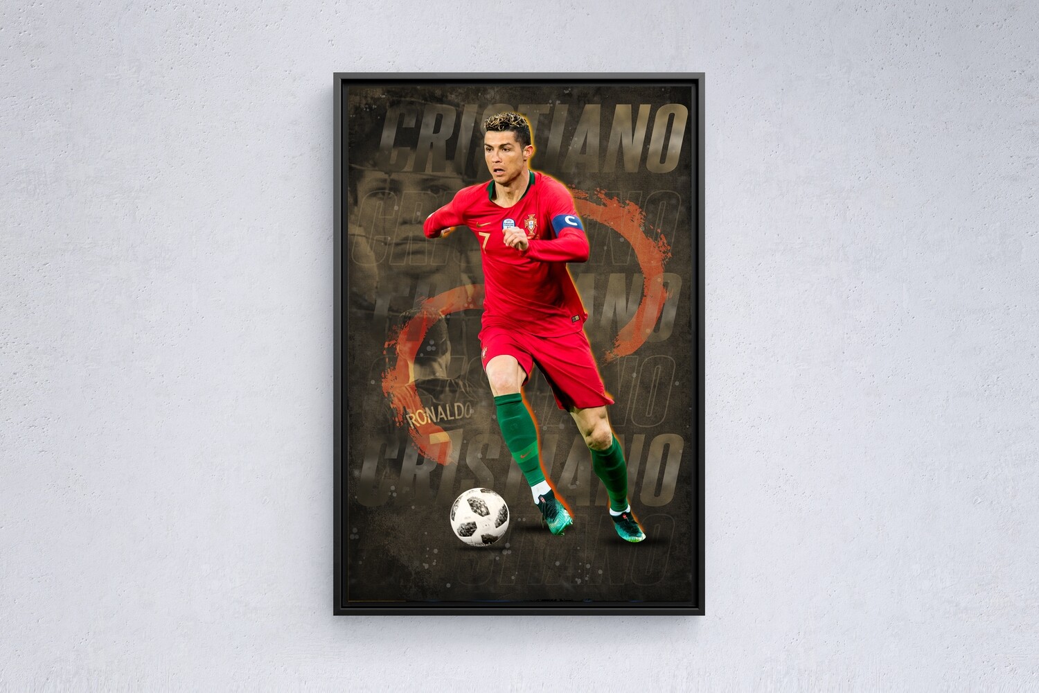 Cristiano Ronaldo Painting-Framed Sport Wallart - CR7 - Picture Printed on Acrylic Glass - Framed and Ready To Hang