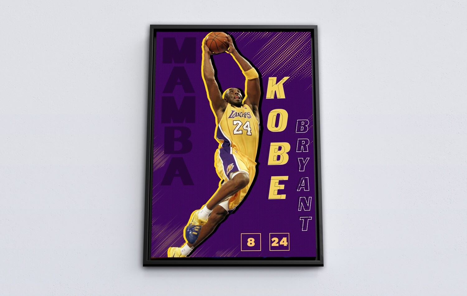 Lakers Kobe Bryant Painting-Framed Sport Wallart - Mamba Kobe Bryant Picture Printed on Acrylic Glass - Framed and Ready To Hang