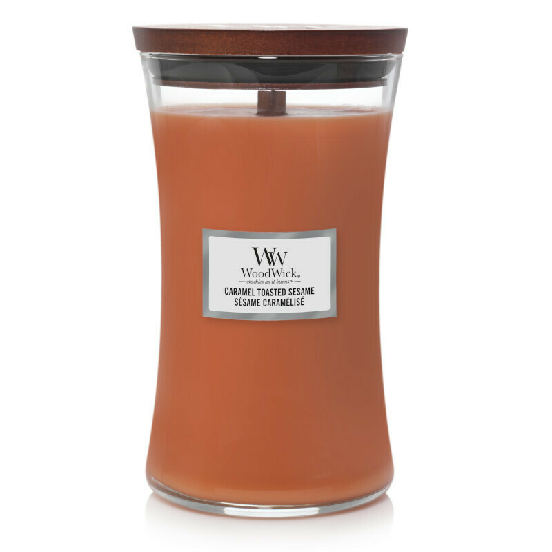 Аромасвеча WoodWick Карамель и жареный кунжут, большая