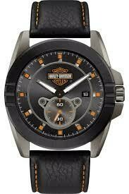 Harley-Davidson® Mens Black Dial B&amp;S Logo Black Leather Strap