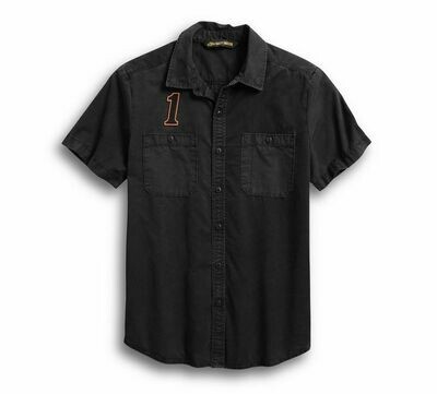 SHIRT-#1RACING,S/S,WVN,BLK