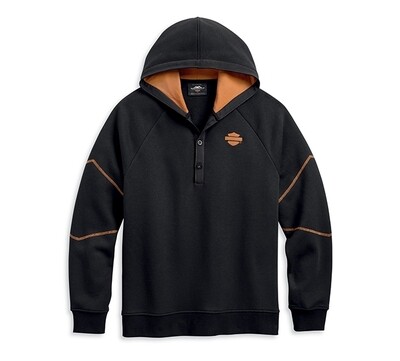 HOODIE-DUAL STRIPE,1/4 BTN,L/S,KNT,BLK