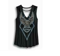 Womens Diamond Eagle B&amp;S Cut Out Black Sleeveless Tank