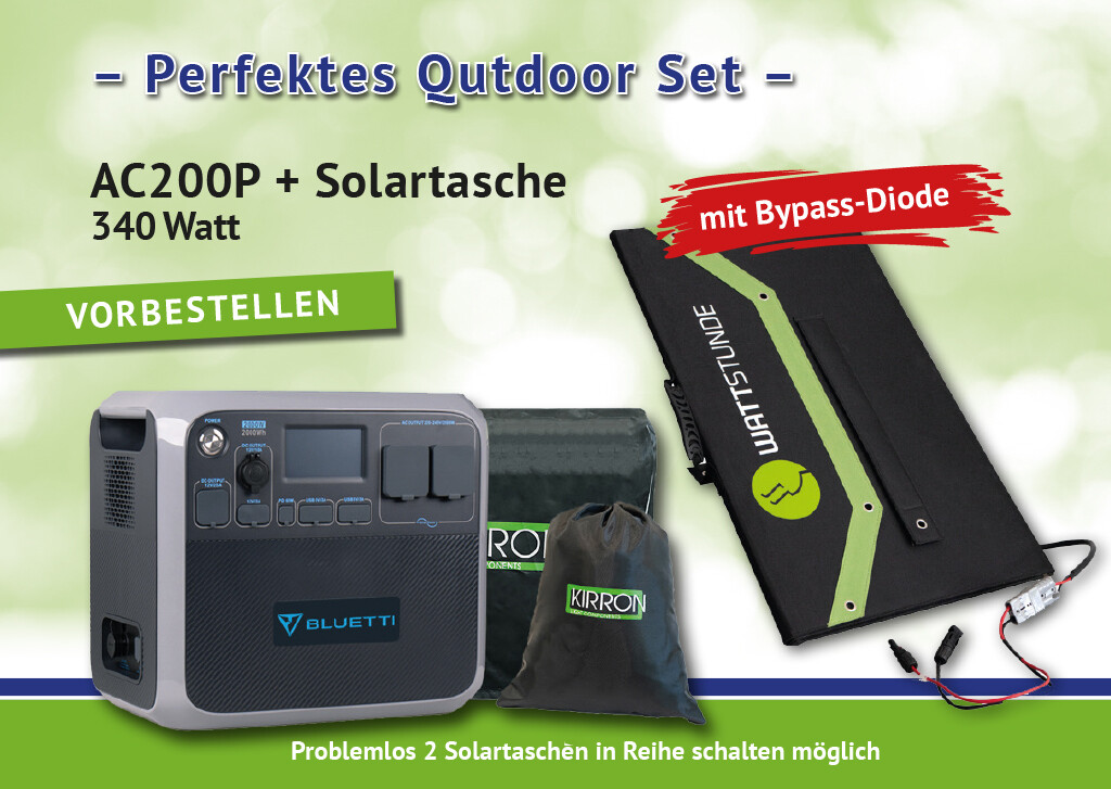 Juni Sale: Bluetti AC200P Solar Powerstation Set inkl. Solartasche 340W*Display Deutsch/Englisch* Schutzhülle/Zubehör * sofort lieferbar