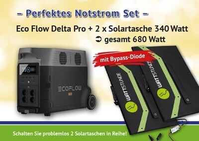 EcoFlow DELTA Pro Powerstation 3600Wh inkl. 2 Solartaschen 340 Watt mit Bypassdiode - versandkostenfrei - sofort lieferbar