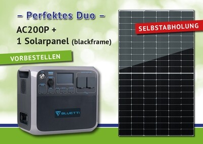 Aktionspreis: Bluetti AC200P Solar Powerstation Set inkl. 1 Solarmodul 375 Wp   * Selbstabholung