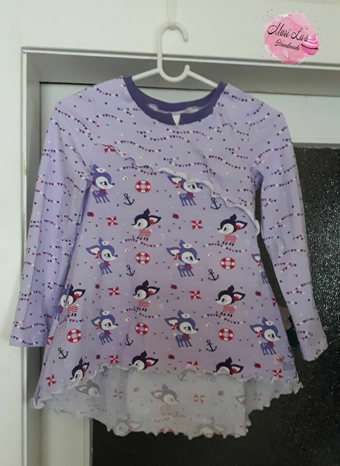 Handmade Jerseykleid 128 #Hafenkitz lila