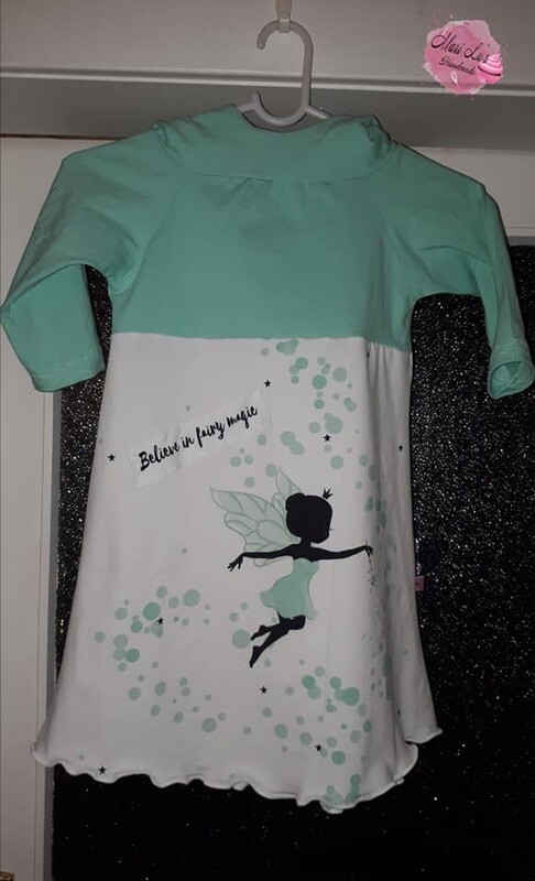 Handmade Jerseykleid 116 #Fee türkis