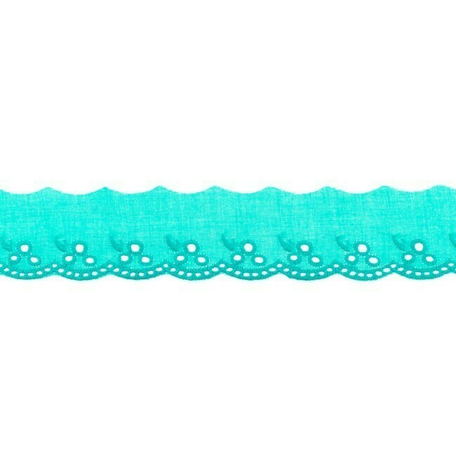 Madeiraspitze Wäschespitze 100% Baumwolle  42mm #aqua