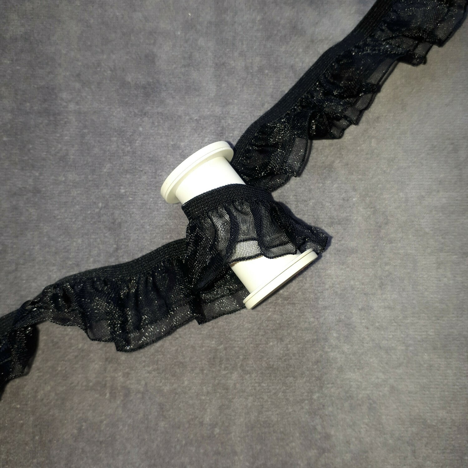 Rüschengummi doppelt  25mm #schwarz
