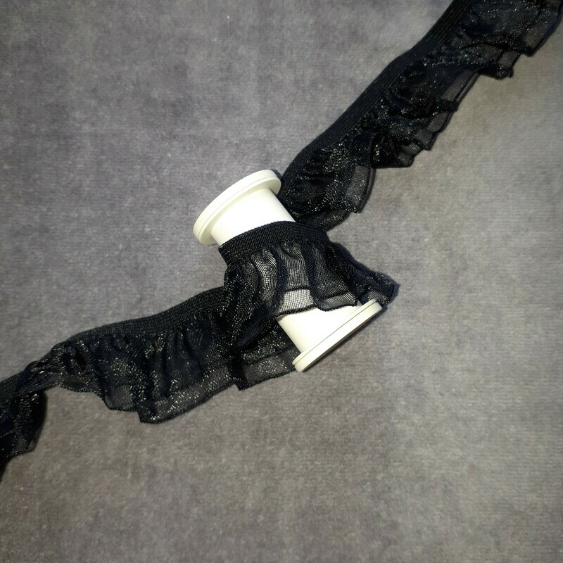 Rüschengummi doppelt  25mm #schwarz