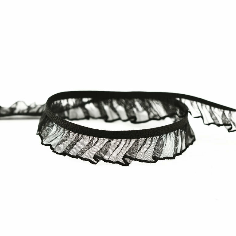 Rüschengummi  20mm #schwarz