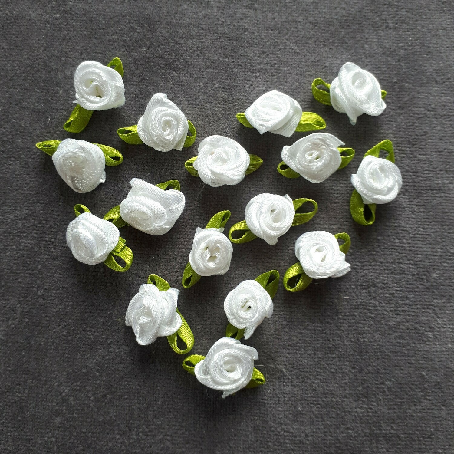 Satinröschen Mini 1,0 x 2,5 cm #weiß