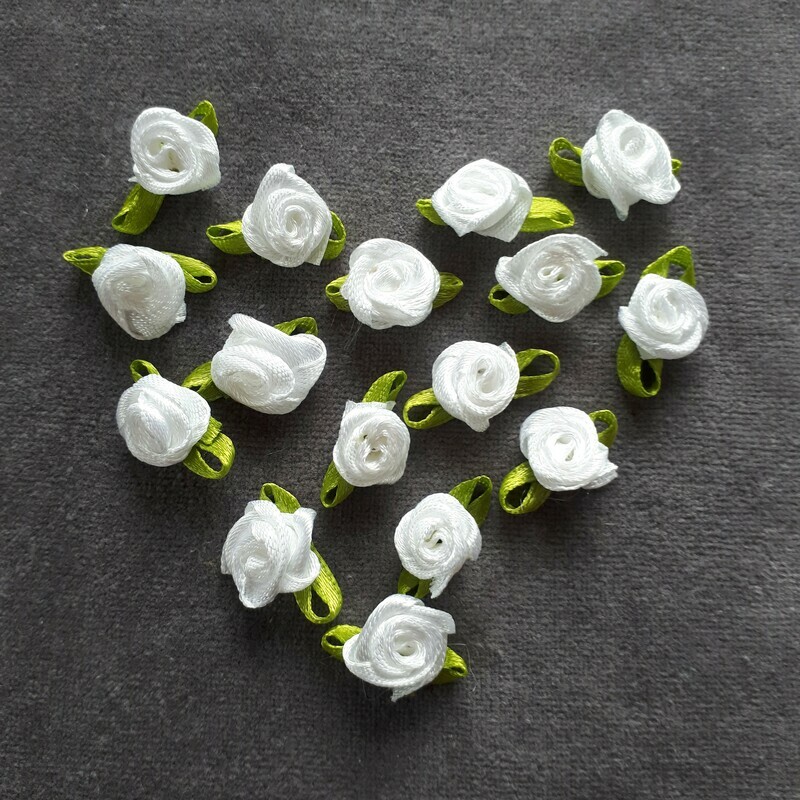 Satinröschen Mini 1,0 x 2,5 cm #weiß