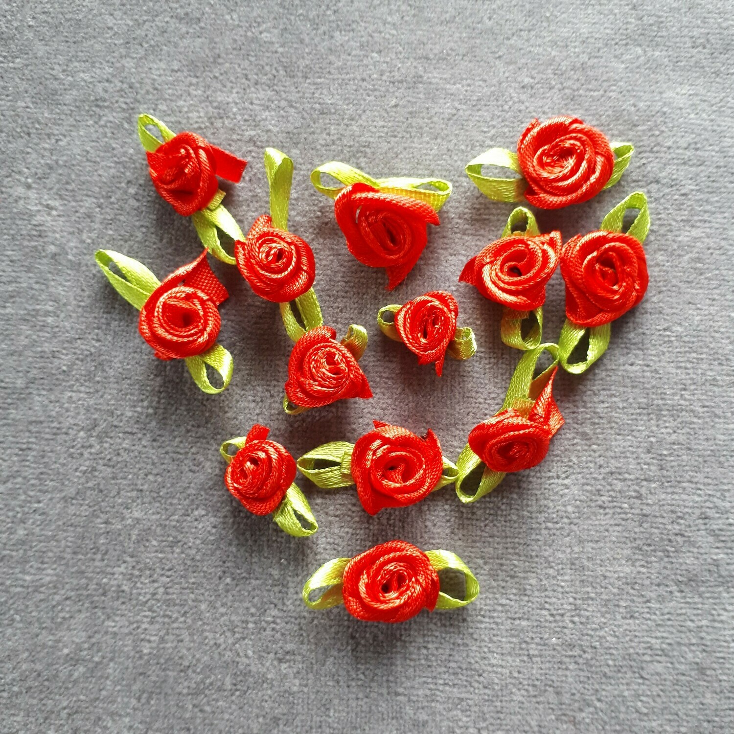 Satinröschen Mini 1,0 x 2,5 cm #rot