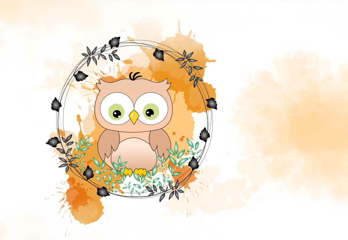 Eigenproduktion Bio Jersey Splashes #orange ForestAnimals #Eule