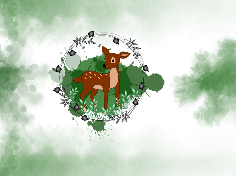Eigenproduktion Bio Jersey Splashes #grün ForestAnimals #Reh