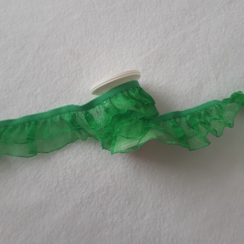 Rüschengummi doppelt 25mm #grün