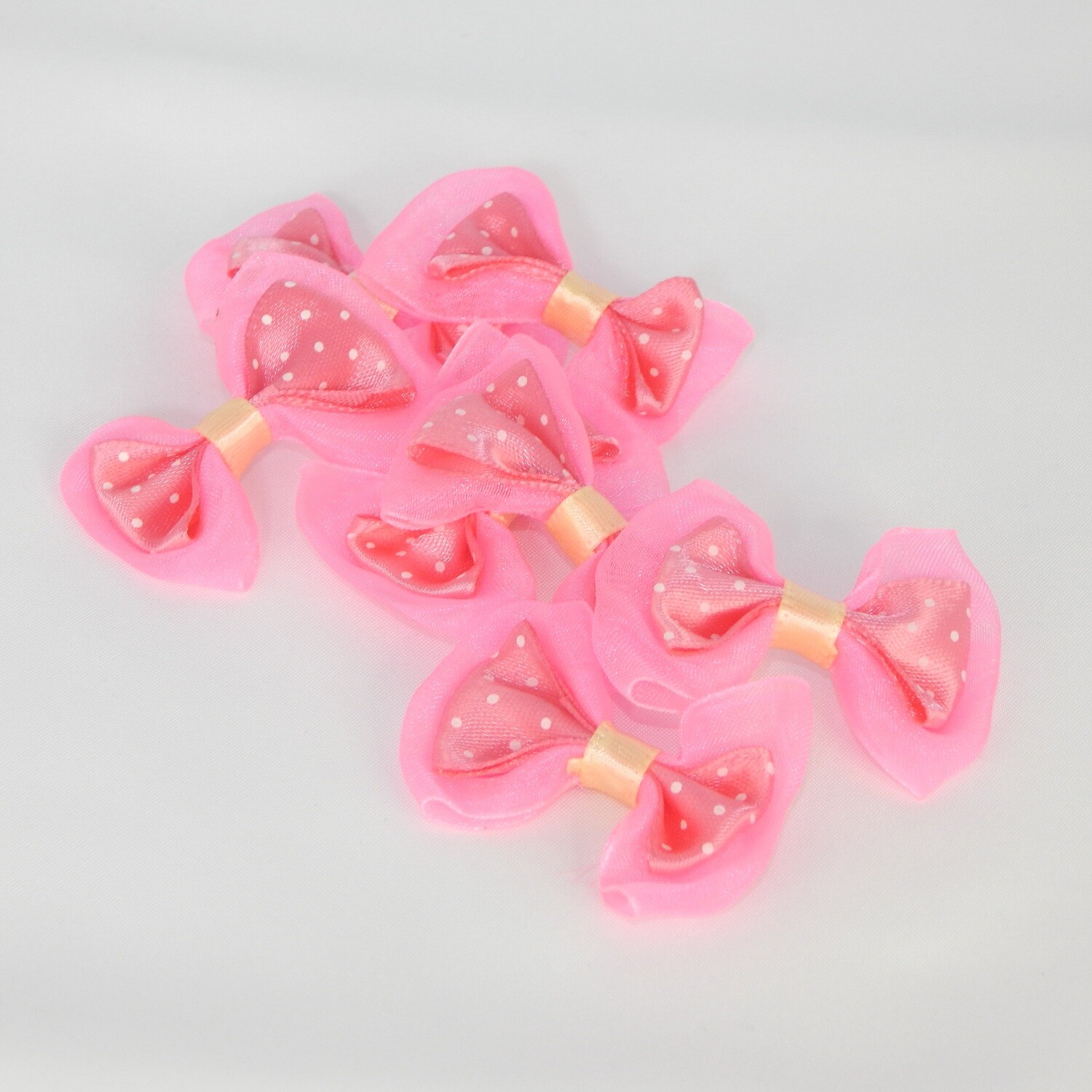 Satinschleife mit Organza groß 2,5 x 4,5 cm #pink
