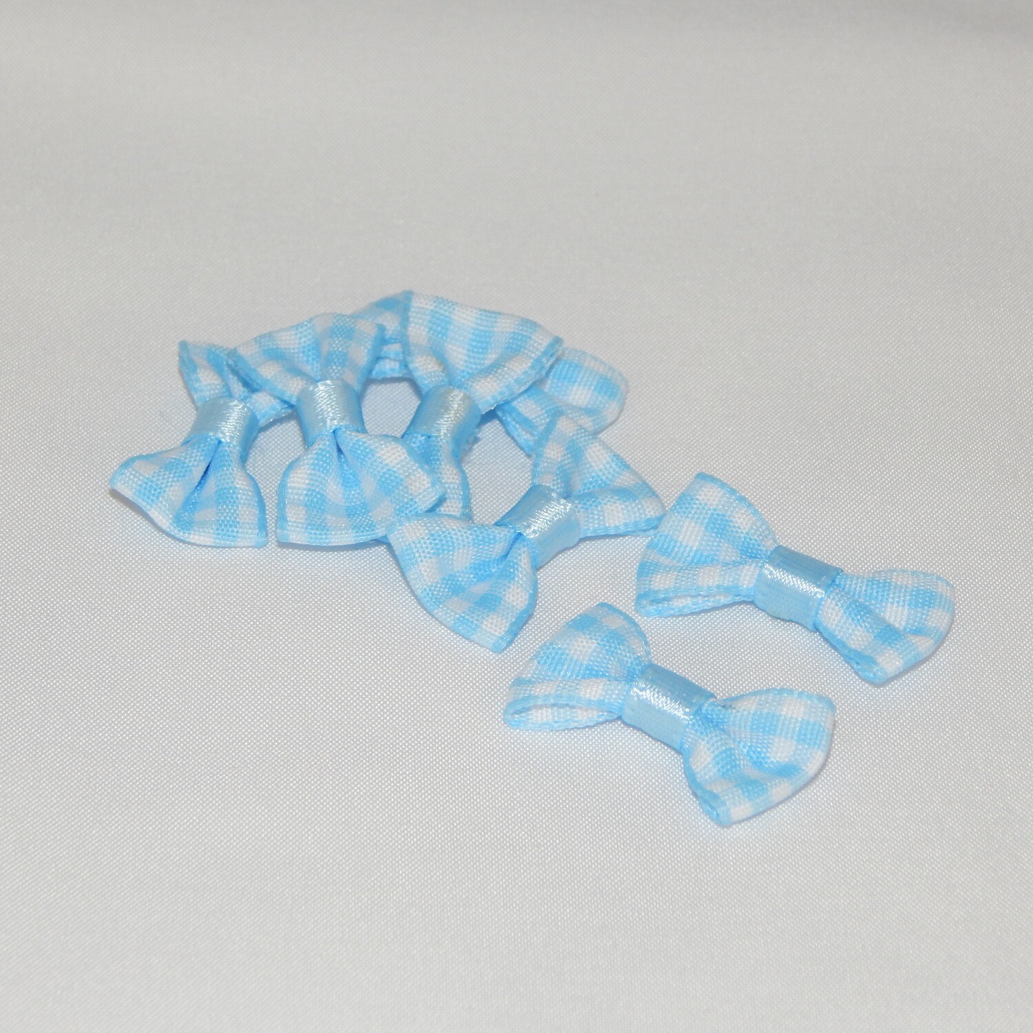 Satinschleife kariert klein 1,5 x 3 cm #hellblau