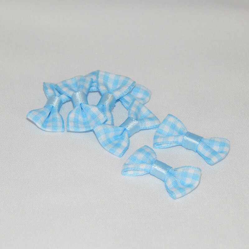 Satinschleife kariert klein 1,5 x 3 cm #hellblau