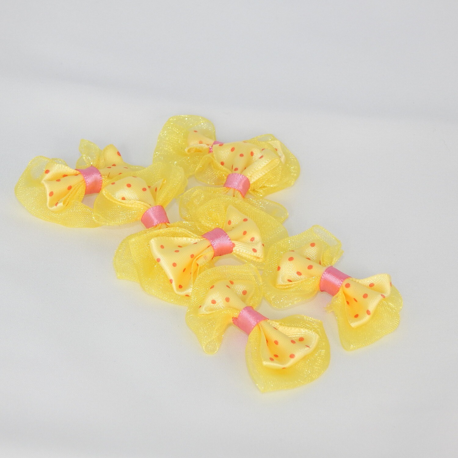 Satinschleife mit Organza groß 2,5 x 4,5 cm #gelb