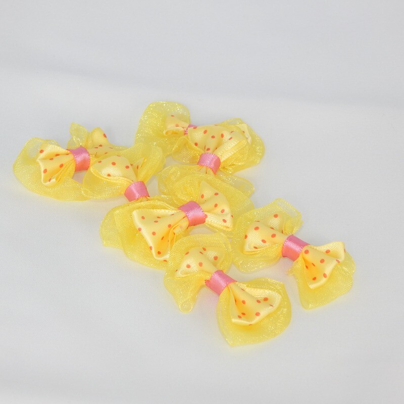 Satinschleife mit Organza groß 2,5 x 4,5 cm #gelb