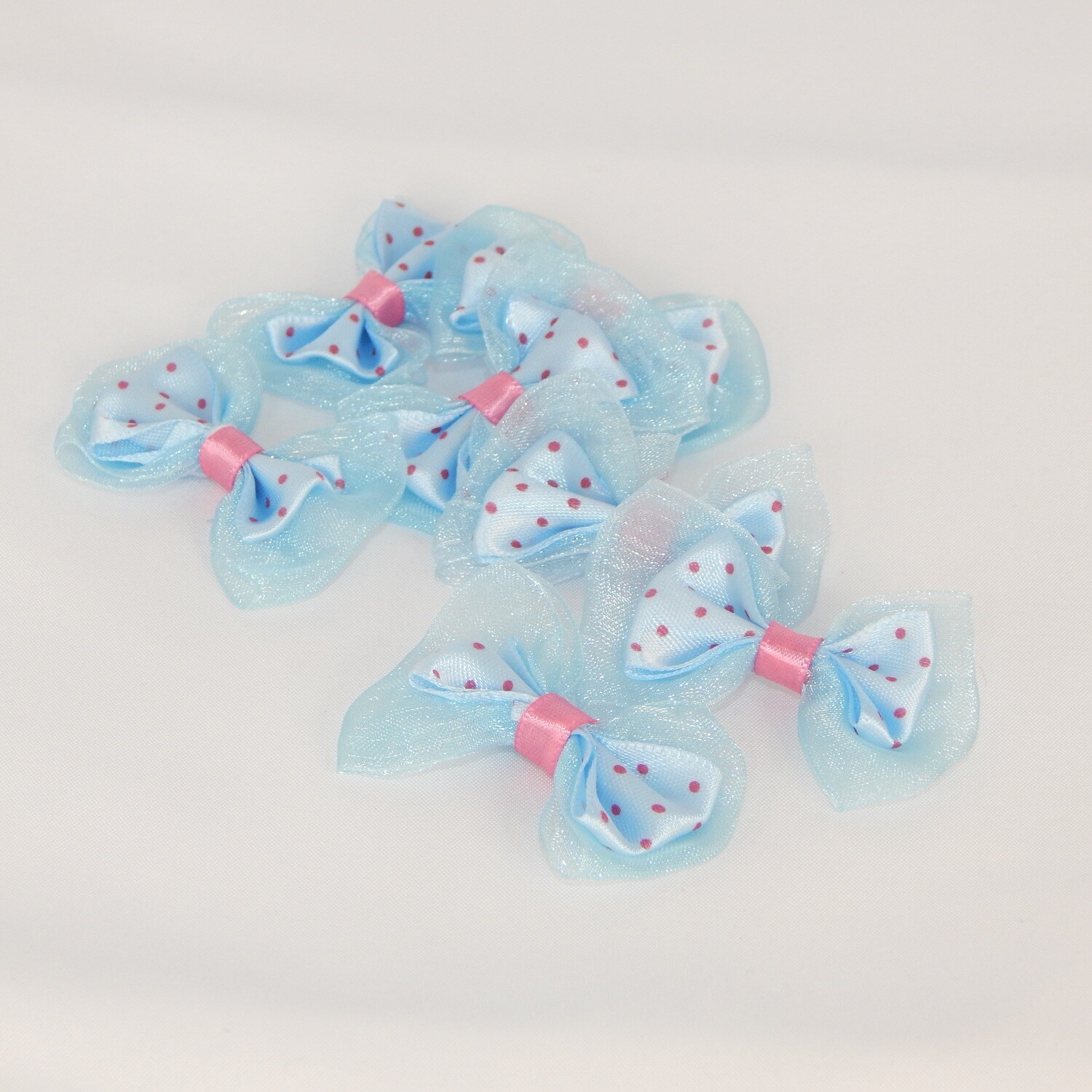 Satinschleife mit Organza groß 2,5 x 4,5 cm #hellblau