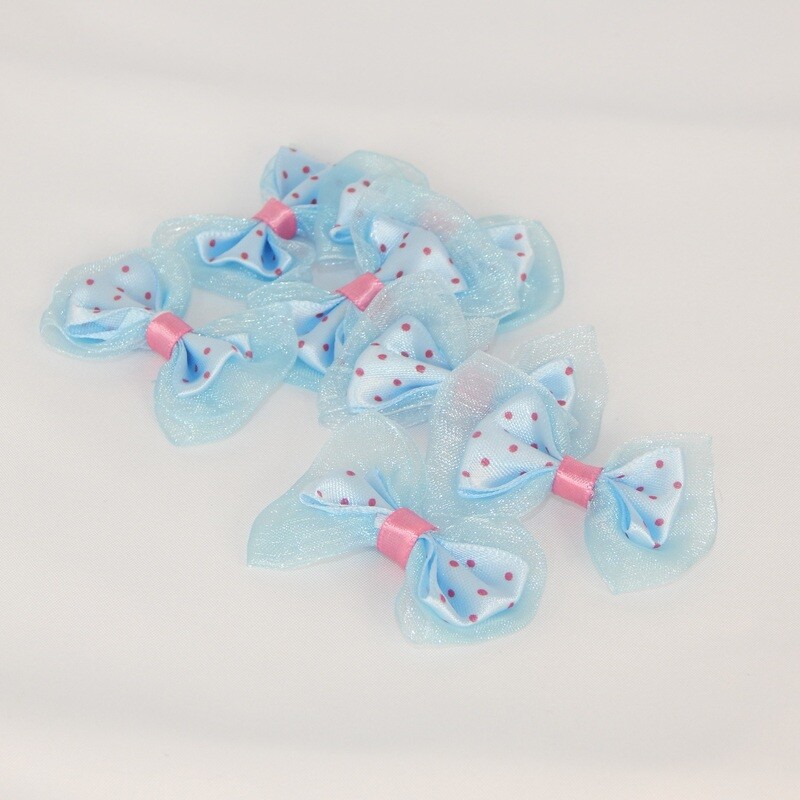 Satinschleife mit Organza groß 2,5 x 4,5 cm #hellblau