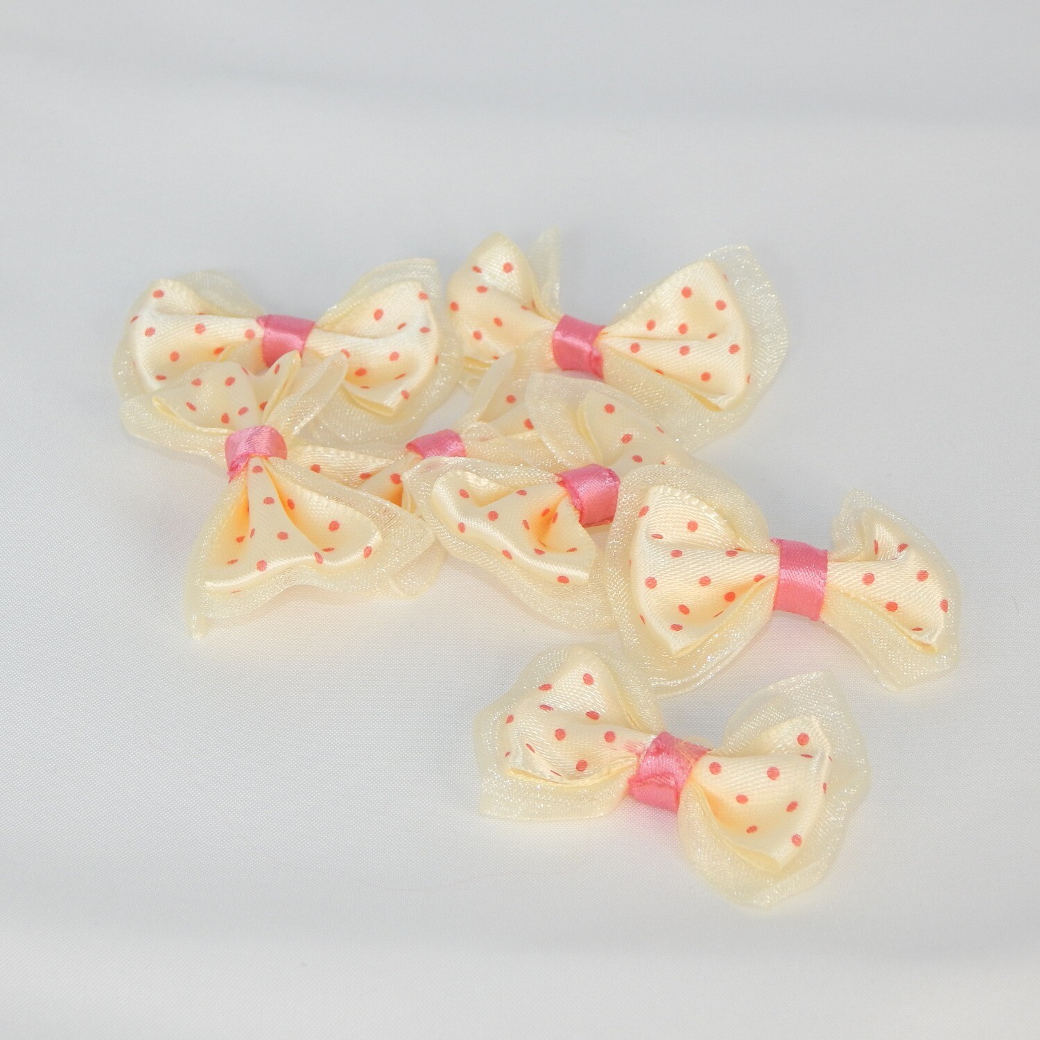Satinschleife mit Organza groß 2,5 x 4,5 cm #creme
