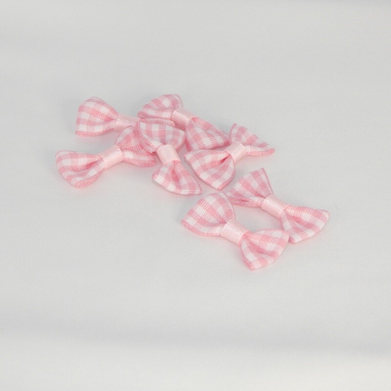 Satinschleife kariert klein 1,5 x 3 cm #hellrosa