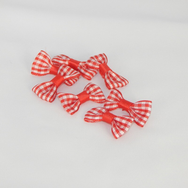 Satinschleife kariert klein 1,5 x 3 cm #rot