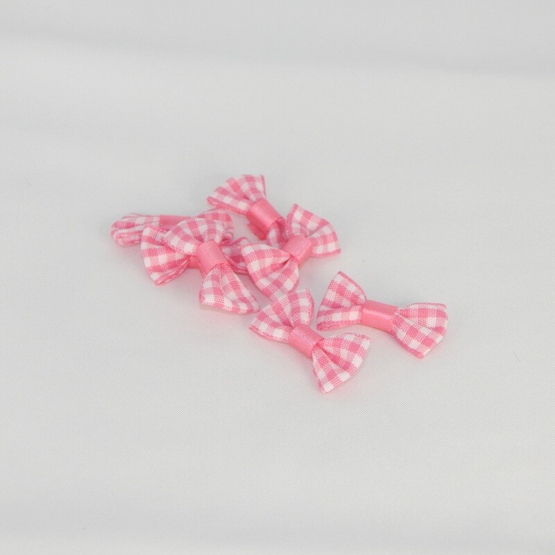 Satinschleife kariert klein 1,5 x 3 cm #dunkelrosa