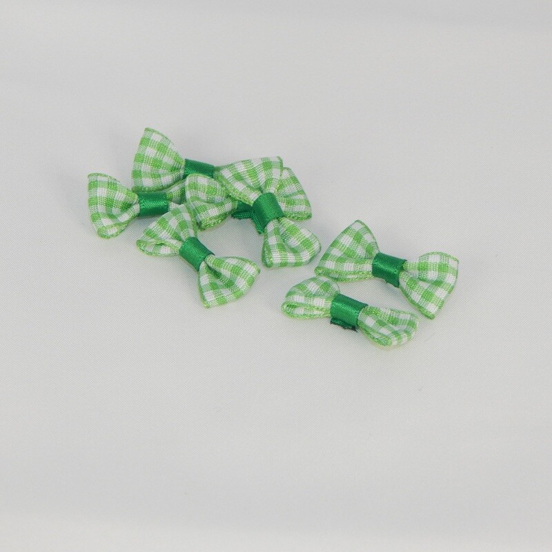 Satinschleife kariert klein 1,5 x 3 cm #grasgrün