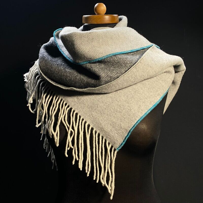 Schal Merino/ Kaschmir grau/hellgrau/blau Breite wählbar No. 001_18 Schal Merino/ Kaschmir grau/hellgrau/blau Breite wählbar No. 001_18