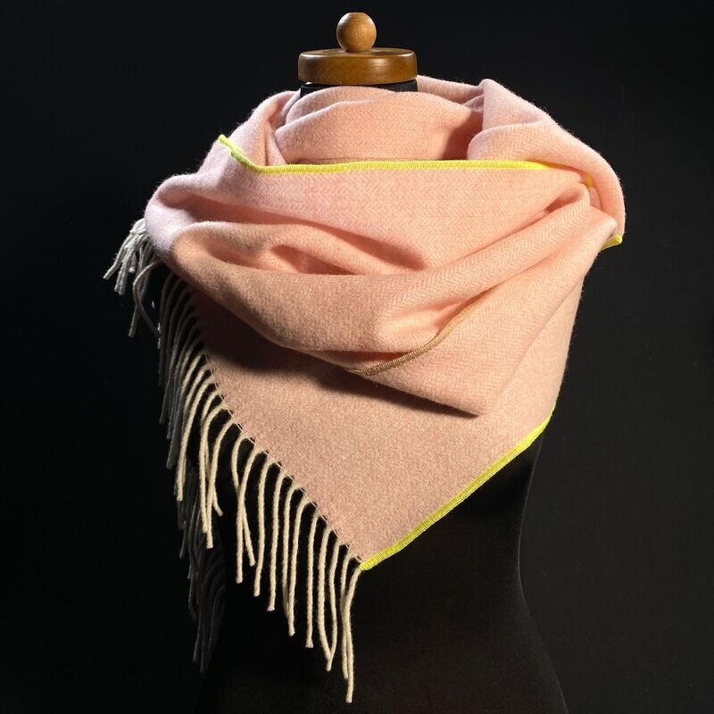 Schal Merino/ Kaschmir rosa/ neongelb Breite wählbar No. 001_15 Schal Merino/ Kaschmir rosa/ neongelb Breite wählbar No. 001_15