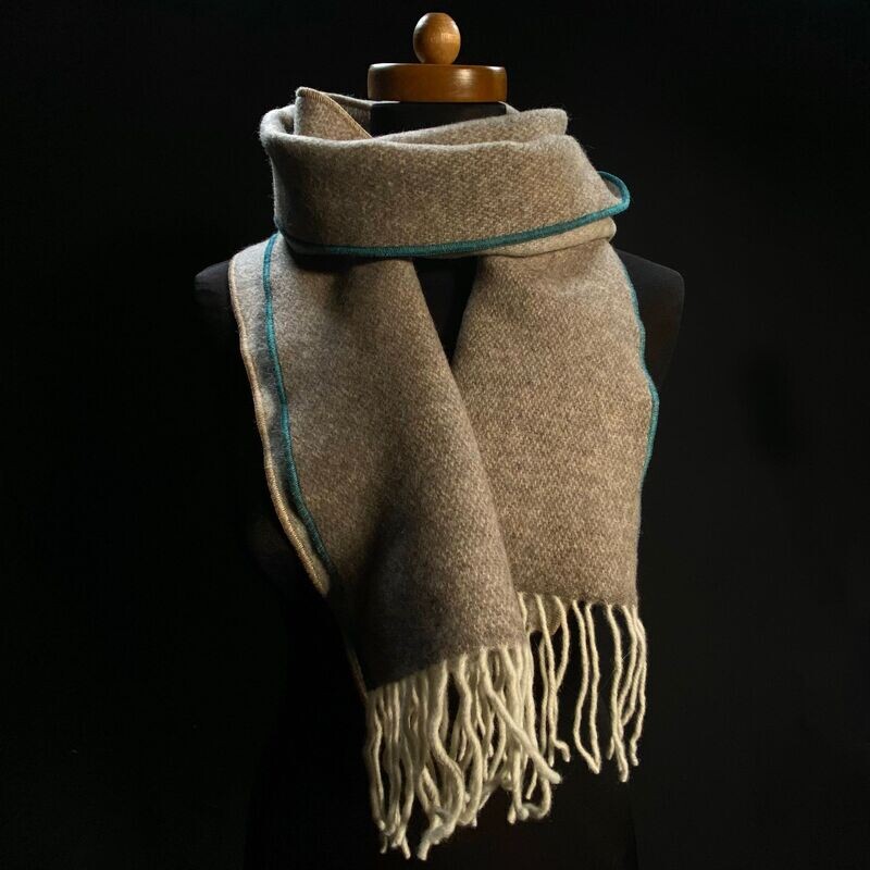 Schal Merino/ Kaschmir beige/hellbeige/blau Breite wählbar No. 001_04 Schal Merino/ Kaschmir beige/hellbeige/blau Breite wählbar No. 001_04