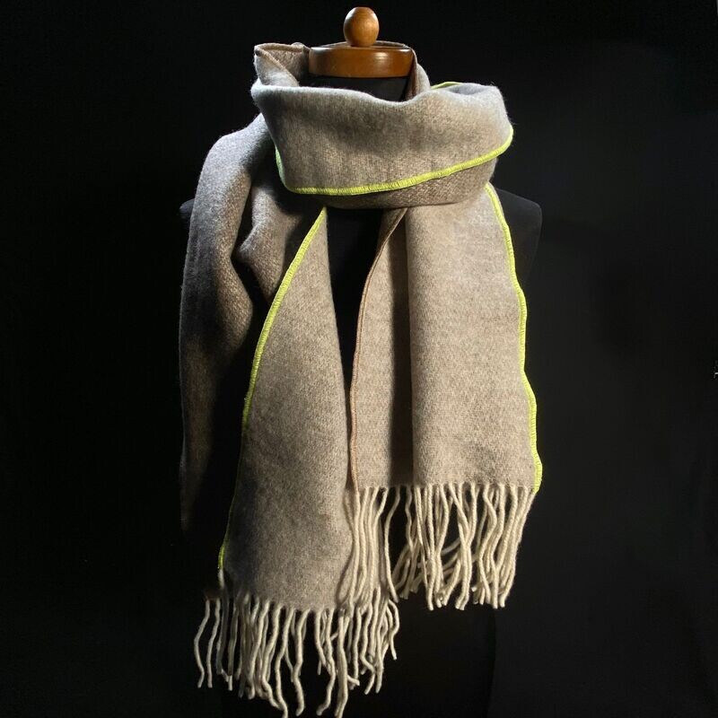 Schal Merino/ Kaschmir beige/hellbeige/neongelb Breite wählbar No. 001_02 Schal Merino/ Kaschmir beige/hellbeige/neongelb Breite wählbar No. 001_02
