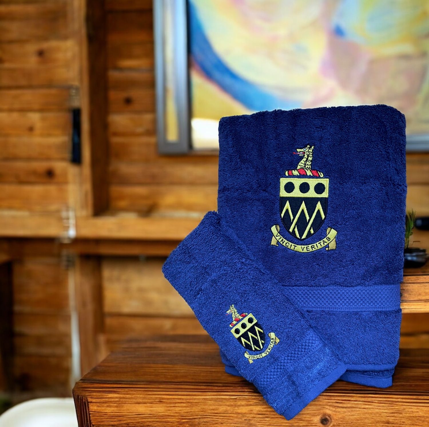 Serviette avec blason ou initiales 60x110 (2 pcs)