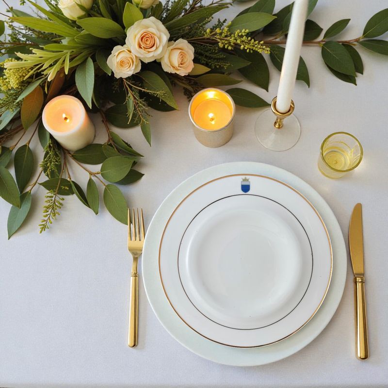 Petites assiettes avec blason sur le marlis