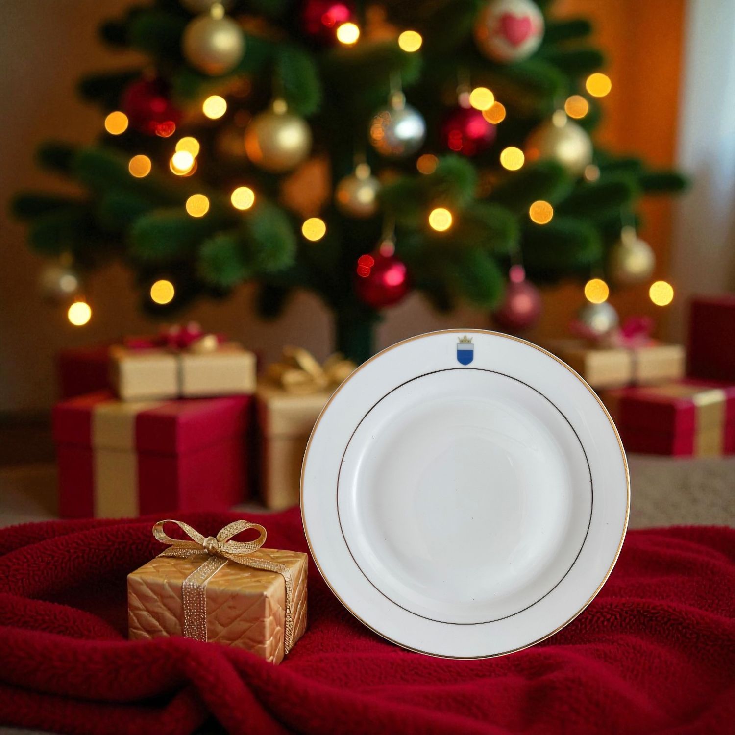 Grandes assiettes avec blason sur le marlis