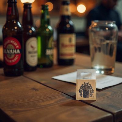 Décapsuleur en métal avec cuir synthétique