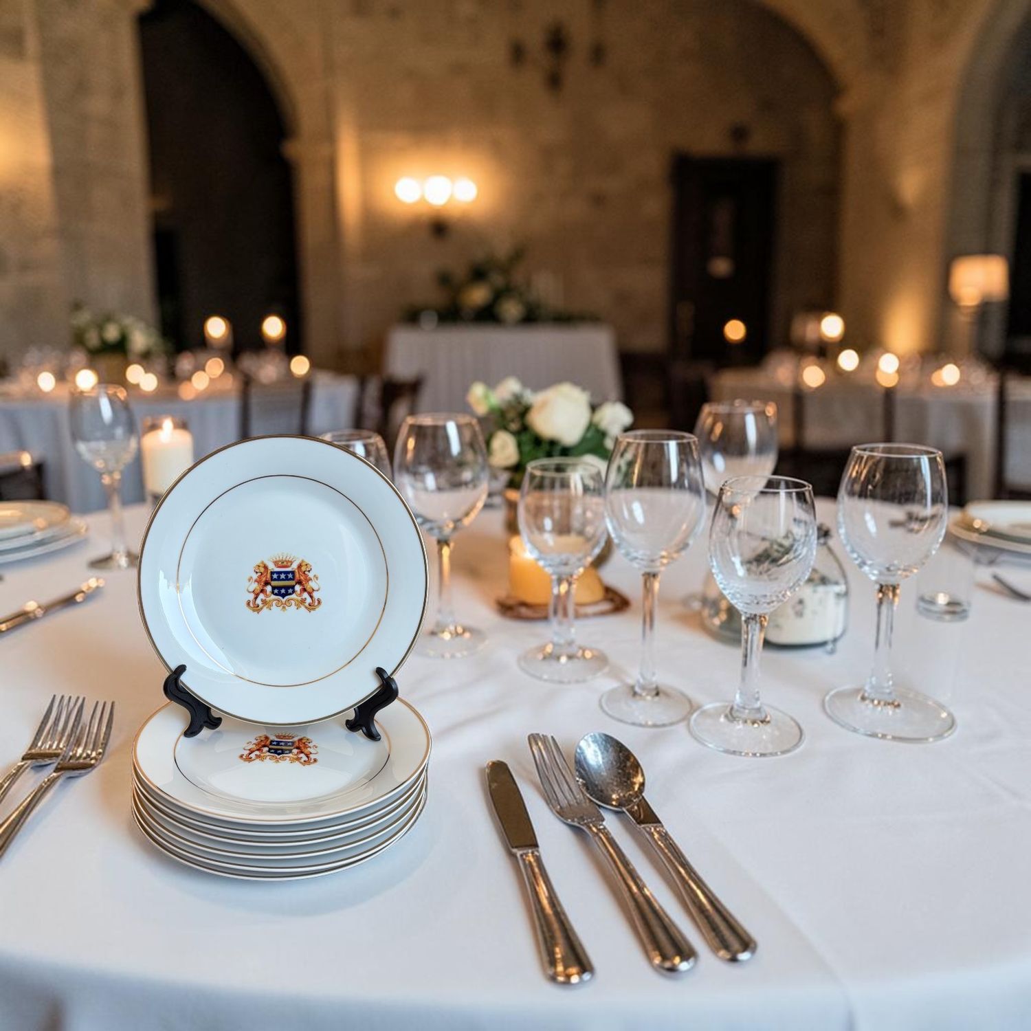 Assiettes dessert double liseré doré (6 pièces)