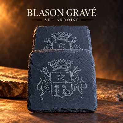 Sous-verre en ardoise gravée