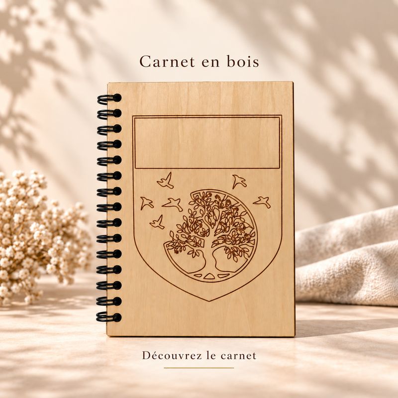Cahier spirale couverture en bois