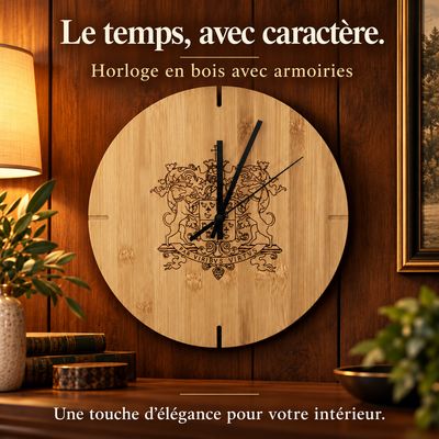 Horloge mural en bambou gravé